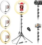 11.5 inch Ring Light with Tripod Stand & Phone Holder Tall 177cm/69.5",Large Professional Selfie Ring Lights for Phone,LED Standing Ringlight for Makeup,Video,Streaming,Youtube