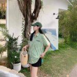 2025 Family Vacation Parent-child Matching and Daughter Son Beach Holiday Clothes Equal Clothing Striped Shirts Father Mother