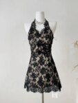 2025 Summer Halter Neck Bodycon Dress Sexy Slimming Petite Mini Skirt Tight Fitted Party Club Viral Trendy Best Seller Fashion