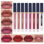 7Pcs Matte Liquid Lipstick + 1Pcs Lip Plumper Makeup Set Kit, Long-lasting Waterproof Velvet Lip Gloss Set, Pigmented Lip Makeup Gift Sets for Girls and Women