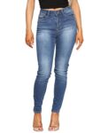 989Zé ENZO EZL416 Womens Jeans Skinny Stretch Trousers Ladies Denim Slim Fit Pants with Pockets All Waist Sizes UK 8-20 (14, Blue)