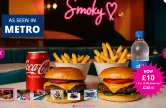 Burger, Fries & Choice of Soft Drinks for 2 People