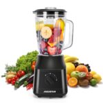 Aigostar 1.5L Blender Smoothie Maker 800W Glass Jug Blender Mixer with Titanium Plated Blades 2 Speeds and Pulse Ice Crushing for Shakes and Smoothies, BPA Free - Swift 03NSF