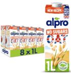 Alpro Oat No Sugars Plant-Based Long Life Drink, Vegan & Dairy Free, 1L (Pack of 8)