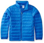 Amazon Essentials Boys' Lightweight Water-Resistant Packable Puffer Jacket, Blue, 9 Years