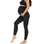 AMIYOYO Maternity Leggings Over Bump High Waisted Pregnancy Leggings Stretchy Belly Support Yoga Pants Workout Pajama Black