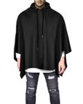 Anatoky Mens Irregular Loose Bat Sleeves Hooded Poncho Cape Coat (M To 5XL) (Medium, #0203 BLack)