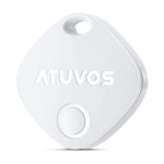 ATUVOS Smart Bluetooth Item Finder, Compatible with Apple Find My (iOS Only), Key Finder Locator, Luggage Tracker for Suitcases, Wallets, Bag, Replaceable Battery, IP67 Waterproof, 1 Pack, White