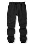 Auranso Boys Cargo Trousers 12-13 Years Kids Elasticated Waist Joggers with Drawstring Outdoor Casual Pants Black