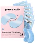 Award Winning Under Eye Mask - Reduce Dark Circles, Puffy Eyes, Undereye Bags, Wrinkles - Gel Under Eye Patches, Vegan Cruelty-Free Self Care by grace and stella (24 Pairs, Blue)