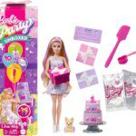 Barbie Party Unboxed Doll & Accessories Pet Birthday Series Birthday Bows Set with 10 Surprises Toy for Girl Best Gift JFG68