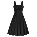 Belle Poque Summer Sleeveless Halter Dress for Women Night Club Evening Party A-Line Midi Dress Black 380-02 XXL
