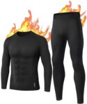 BENNIES Thermal Underwear Mens Set Mens Thermals Top and Bottoms Long Sleeve Tops Long Johns Thermal Base Layer Thermals Men's Thermal Underwear for Winter Ski Sports L Black