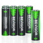 BEVIGOR AA Rechargeable Batteries 8 Pack, 1500 Cycles 2800mAh 1.2V High Capacity AA Ni-MH Rechargeable Batteries, Precharged