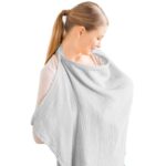 Breastfeeding Cover Nursing Cover, Breathable Breast Feeding for Baby Muslin Cotton Soft Breathable Adjustable Strap Breast Feeding Coverall for Car Seat Blanket and Stroller Coverall (Grey)