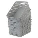 Cadineer 6-pack Plastic Grey Rattan Storage Basket Small Weave Basket Box