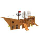 Commercial play center outdoor Wooden Playground Slide Pirate Ship Style Theme Park for Children Adult Kids Outdoor Playground
