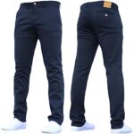 Crosshatch Mens 'Brooks' Stretch Chino Slim Fit Leg Trousers Jeans by JeanBase Navy 34W X 32L