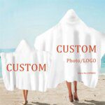 Customized Photo Logo Cape Beach Towels Bathroom Wearable Towel for Adult Kids Bath Towel Shower Wrap Quick Dry Swimming Cover