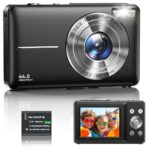 Digital Camera 1080P FHD Compact Digital Camera 44MP Portable Mini Small Photo Camera with 2.4" LCD Screen, 16X Digital Zoom and 1 Battery Vlogging Camera for Kids, Girls, Boys-Black (No SD Card)