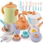 Dreamon Mud Kitchens Accessories Outdoor Indoor Toy Kitchen for Kids Pots and Pans Playset Pretend Role Play Cooking Cookware Kettle Toy Gift 3 4 5 6 Boys and Girls Toddler
