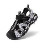 DREAM PAIRS Boys Girls Sandals Closed-Toe Athletic Sport Sandals Summer Outdoor Toddler/Little Kid/Big Kid,Size 4 Big Kid,Black/Grey,SDAS2305K-E