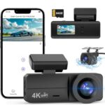 DYNACAM Dash Cam Front and Rear 4K+1080P, Dash Cam Inserted 64GB SD Card, Built-in WiFi Dash Camera for Cars, Super Night Vision Dashcam, 24H Parking Mode, G-Sensor, Loop Recording Car Camera