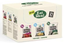 Eat Real Crisps Vegan & Healthy Snacks Variety Box Pack of 21 Mix of Quinoa, Lentil & Hummus Chips