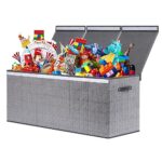 ELUCHANG Toy Storage Box, 147L Large Foldable Kids Toy Chests & Boxes for Boys Girls,Toy Storage Organiser with Flip-top Lid, Childrens Storage Box for Clothes, Bedroom,Playroom, Kindergarten,Grey