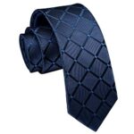 Enlision Mens Slim Tie Checked Silk Ties for Men Classic Navy Blue Neckties for Formal Wedding Business 6cm