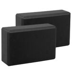 EXERZ Yoga Blocks 2pcs Gym Bricks -Comfortable Fitness Yoga Bricks, Anti-Slip, Lightweight and Travel Friendly Pilates Practice (Black)