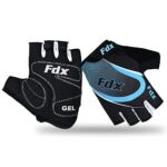 FDX Half Finger Cycling Gloves - Breathable, Gel Padded Protection, Anti-Slip - Fingerless Shock-absorbing Mitts for Mountain Bike, Road Bicycle, MTB, Riding, Men and Women (Blu, M)