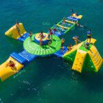 Floating Island Inflatable Park Water Trampoline Games Play Sports Equipment Splash Slides For Kids