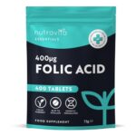 Folic Acid Tablets 400 mcg - 400 Vegan Vitamin B9 Tablets - 13 Month Supply - Pregnancy Care - Normal Function of Immune System & Maternal Tissue Growth During Pregnancy - Nutravita