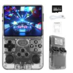 Forlarme R36s Handheld Retro Game Console with Open Source Linux System, 3.5 Inch IPS Screen, 64G TF Card 10,000+ Retro Classic Games, Retro Games Console Handheld Emulator Console-Black