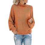 Generic Women's Plus Size Cowl Neck Long Sleeve Sweater, Loose Fit, A Color, Adult, Standard Length, Casual, Modern, Fleece, Hand Wash, Pull On, Autumn