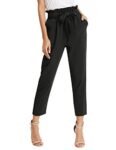 GRACE KARIN Women High Waist Business Pencil Trousers with Decorated Belt Casual Paper Bag Trousers Black M