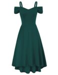 GRACE KARIN Women's Elegant Summer Cold Shoulder Dress Fit and Flare Evening Dresses for Cocktail Dark Green XL
