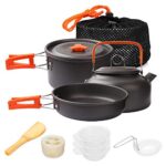 Gutsdoor Camping Cookware Set Camping Cooking Set Non Stick Family Backpacking Cooking Set Lightweight Stackable Pot Pan Bowls with Storage Bag for Outdoor Hiking