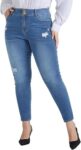 Hanna Nikole Plus Size Skinny Women's Jeans Ladies Denim Jeans Jeggings Fit Classic Casual Trousers Pants with Pockets