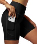 IUGA Gym Shorts for Women High Waisted Tummy Control Cycling Shorts Women with Pockets Workout Sport Yoga Running Shorts Black