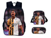 J-ude Be-lling-ham Lightweight Rucksack and Pen Box,Portable Lunch Bag 3Pcs Set-Kid Boy Football Star Backpack for School