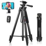 JOILCAN Phone Tripod for iPhone 63inch/161cm, Aluminum Extendable Mobile Phone Tripod Stand with Wireless Remote Shutter, Lightweight Selfie Stick Tripod for Smartphone/Small Camera,for Android/iOS