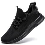 JUEQIBAA Mens Trainers Running Shoes Lightweight Walking Sneaker Fitness Gym Slip on Trainers Tennis Shoes Sports Jogging Trainers Black Size 10 UK(Label Size:45)