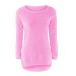 Jumper for Women UK Oversize Jumpers for Women UK Womens Casual Solid Long Sleeve Jumper Sweaters Blouse Long Sleeve Top Women Women Christmas Jumper UK (Hot Pink, S)