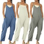 Jumpsuits for Women UK Plus Size Wide Leg Spaghetti Strap Stretchy Overalls Long Womens Straight Leg Outfit LadiesJumpsuits Size 14 Romper Suit Playsuit Jumpsuits with Pockets Summer Outfits Navy