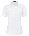 J.VER White Womens Blouse Dress Shirts Stretch Fitted Formal Button Down Shirts Business Work Blouse Summer Casual Tops for Ladies S