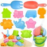 Kids Beach Toy,11 Pieces Sand Castle Playset with Bucket Spade Rake and Other Model Tools Kit, Summer Beach Games for Children Toddlers