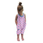 Kids Girls One Piece Strap Romper Outfits Sleeveless Jumpsuits Bee Day Floral Fruit Print Playsuit with Pockets Toddler Summer Casual Shirt Pants One-Piece Backless Clothes Pyjamas for 1-5 Years