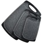 KIMIUP Chopping Board Set, 3 Chopping Boards with Non-Slip Feet, Juice Grooves, BPA Free, Easy Grip Handle, Dishwasher Safe Kitchen Accessories Cutting Board (Dark Grey)